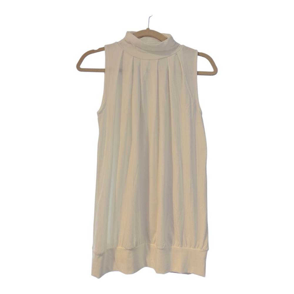 Zenana Sleeveless Mock-TurtleNeck Pleated Top with Waistband size Small NWOT - Picture 3 of 6